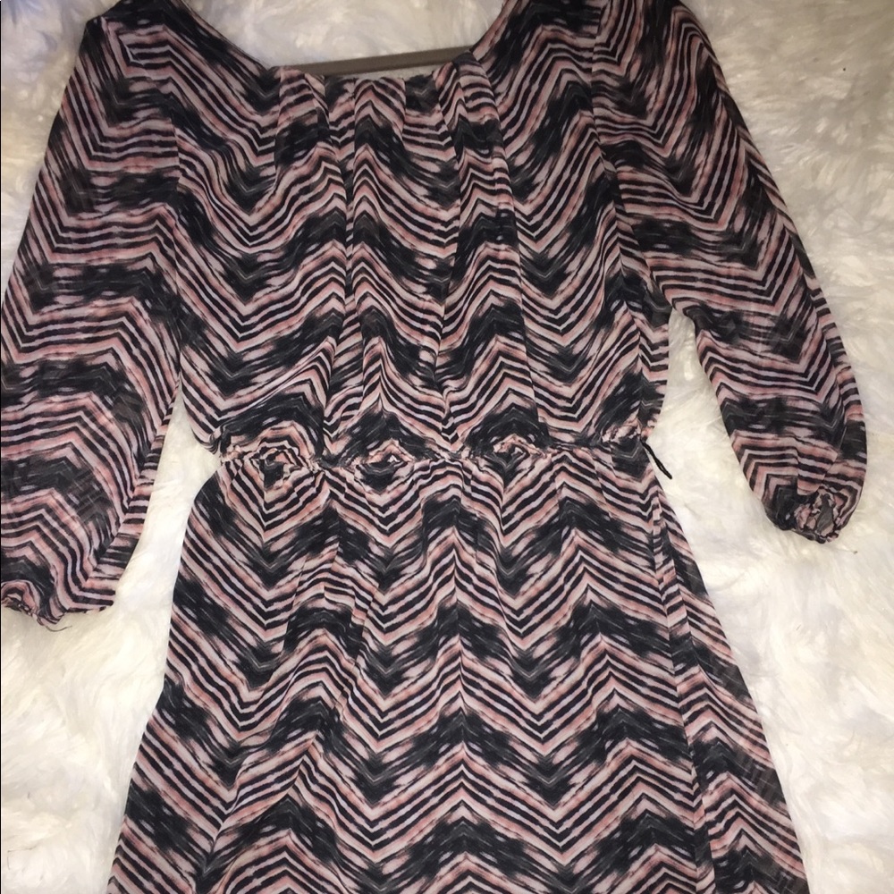 Pink, Black, and White Chevron Dress
